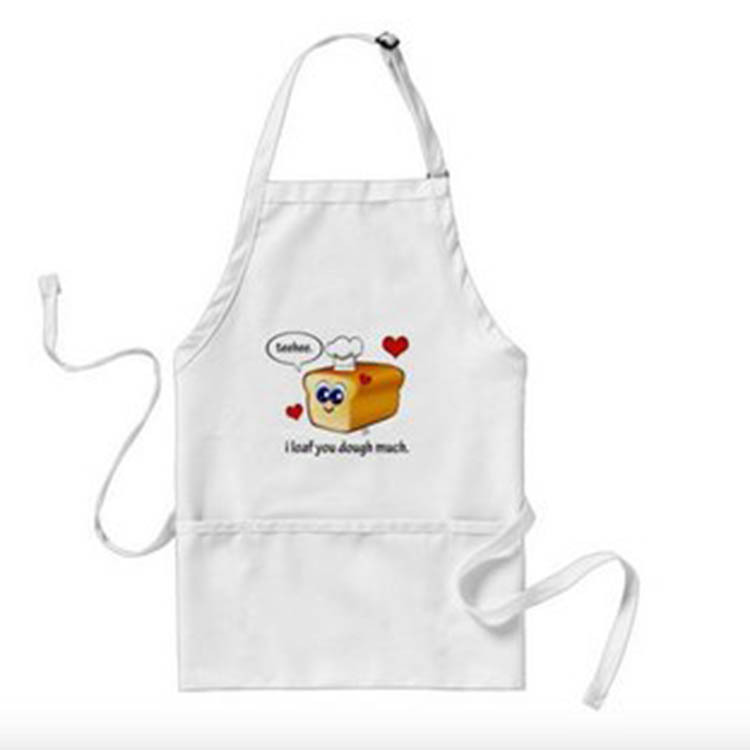 厂家直销 纯白卡通印刷 带口袋挂脖围裙厨房防油防污围裙蛋糕店围
