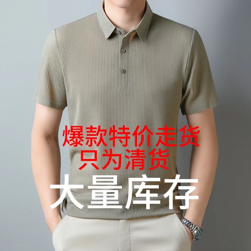 Summer New Short-sleeved Men's Polo Shirt All-match Casual Men's Jacquard Lapel Non-ironing Short-sleeved Men's T-shirt with Hair