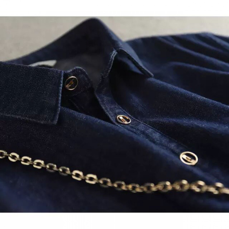 Summer elegant retro long denim dress