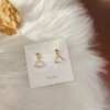 Silver needle, asymmetrical fashionable fresh earrings, Korean style, simple and elegant design