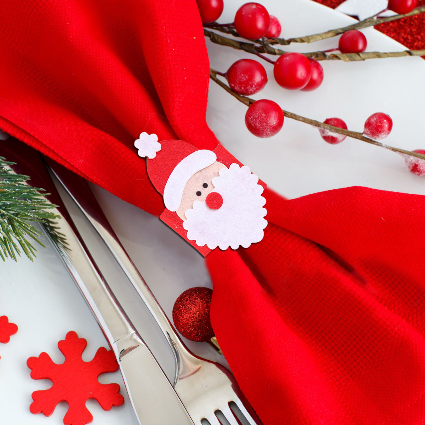 Fiesta de Navidad de Santa Claus de servillas de hotel decoración de servillas de Santa Claus cubierta de servillas mayorista