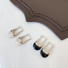 咔诗特韩国韩版S925纯银时尚气质天然黑玛瑙水晶个性唯美耳钉耳饰