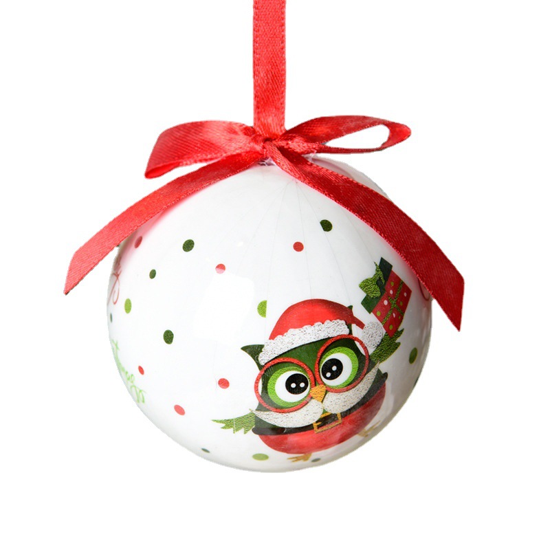 Pegatinas de Navidad bola de papel decoraciones para árboles de Navidad colgante 7cm creativo dibujos animados pintado impresión espuma BOLA DE Navidad