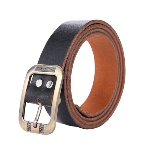 New men's belt business fashion genuine leather belt two-layer cowhide cutting pin buckle simple belt manufacturer wholesale