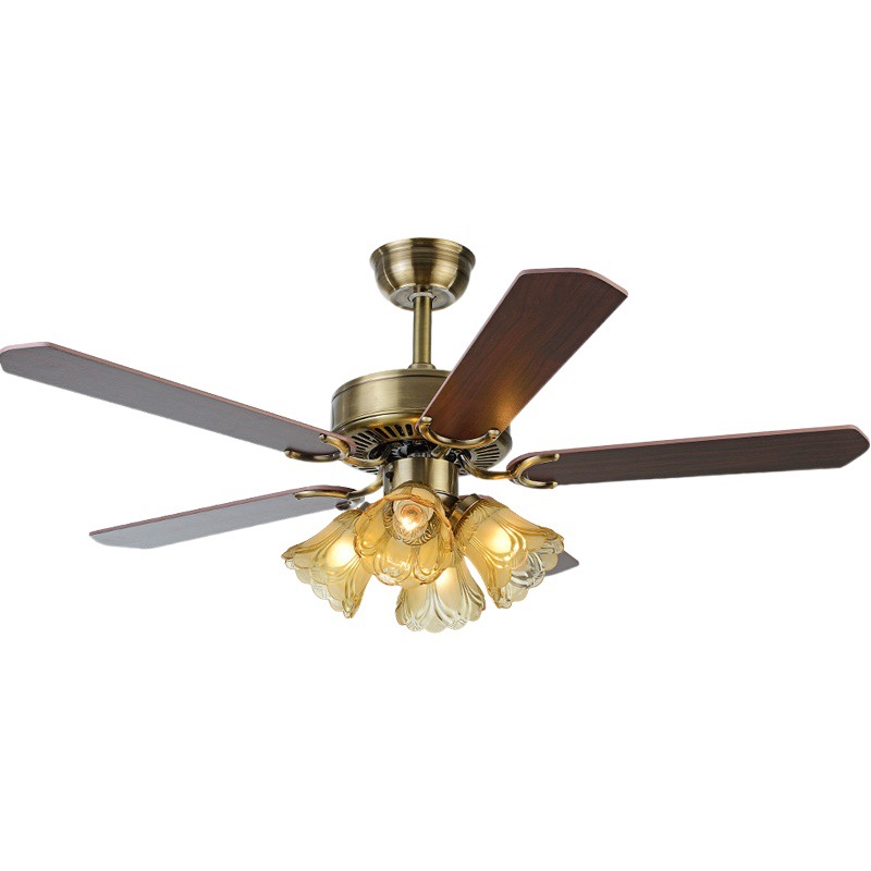 Ventilador de techo vintage con aspas de madera para dormitorio, estilo de mediados de siglo, lámpara de ventilador estilo wabi-sabi para sala de estar, ventilador de techo con aspas de hierro estilo americano para comedor.