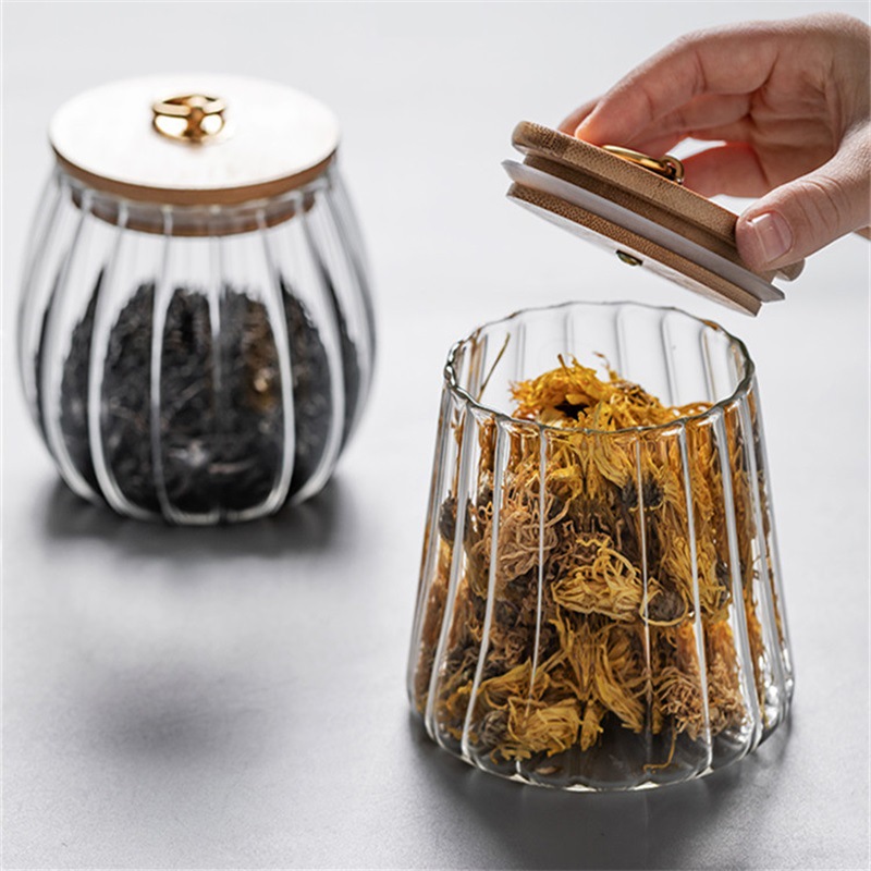 Glass Tea Canister, Japanese Style Storage Canister, Sealed Tea Canister, Creative Transparent Jar