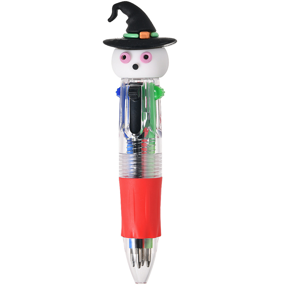 Serie de Halloween Bolígrafo de prensa de cuatro colores Mini bolígrafo lindo bolígrafo corto fácil de llevar Bolígrafo multicolor de la cuenta del estudiante
