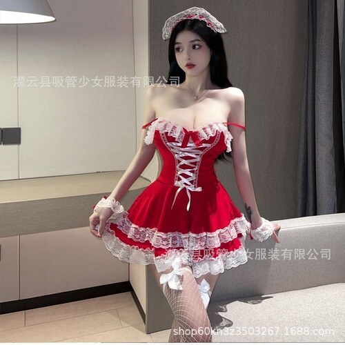 Sexy lingerie maid suit uniform tempting sexy provocative short skirt no need to take off cos maid nightgown 1010-2