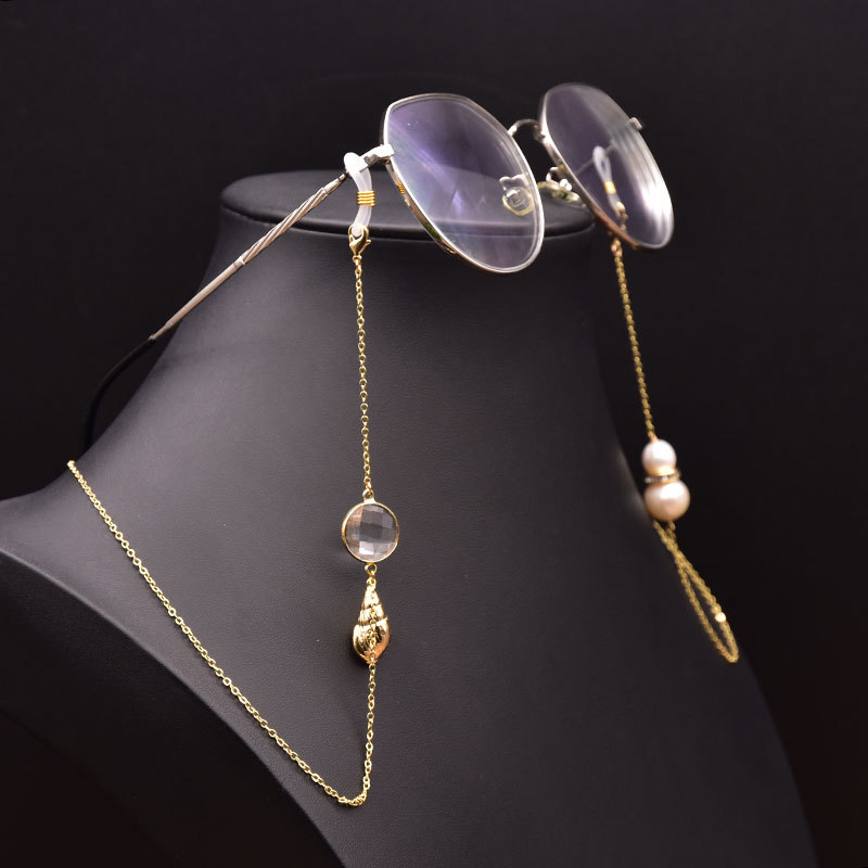 Cadena de gafas de perlas naturales nuevos accesorios de moda transfronterizos europeos y estadounidenses máscaras decoraciones de cadena de alta calidad al por mayor