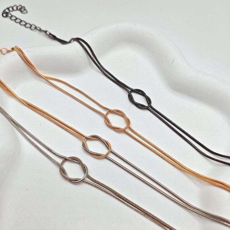 European and American Foreign Trade Hot-Selling Friendship Knotted Round Snake Chain for Women, Simple Couple Snake Bone Chain, Couple and Best Friend Bracelet Jewelry