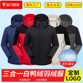 90白鸭绒羽绒服定制印logo字三合一防静电企业团队工作服现货批发