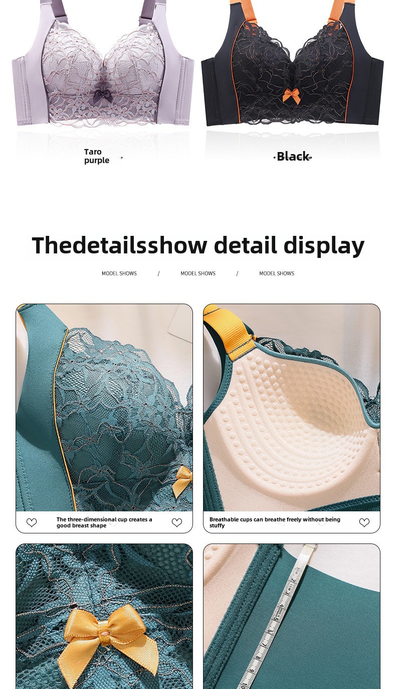 Große Größen Unterwäsche Damen Dünner Push-Up Verstellbarer Brustverschluss für dicke Mädchen Kleine Größe Mädchen Latex Spitzen-BH_voghion.com