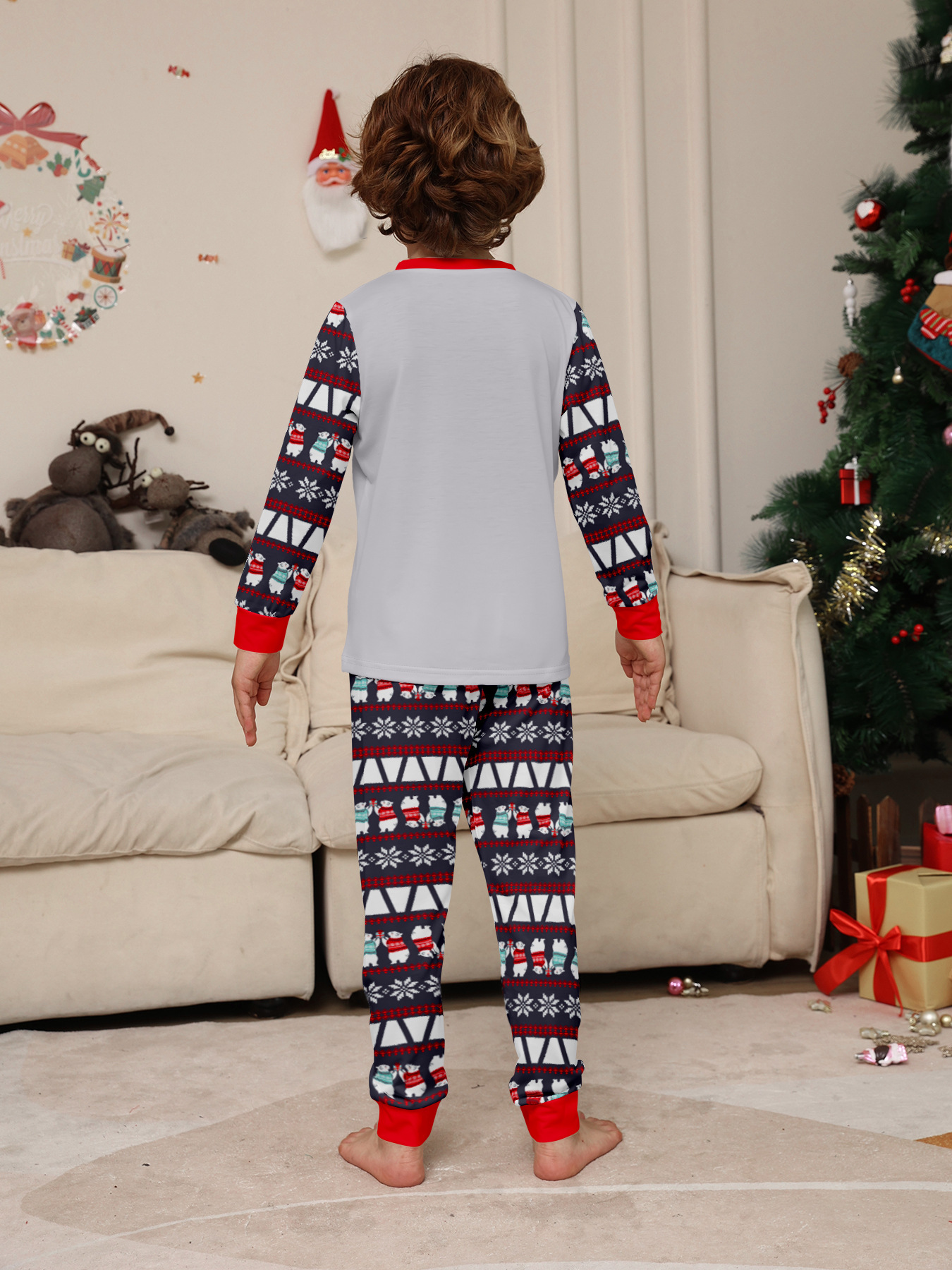 Pijama de natal a combinar para família com urso e flocos_voghion.com