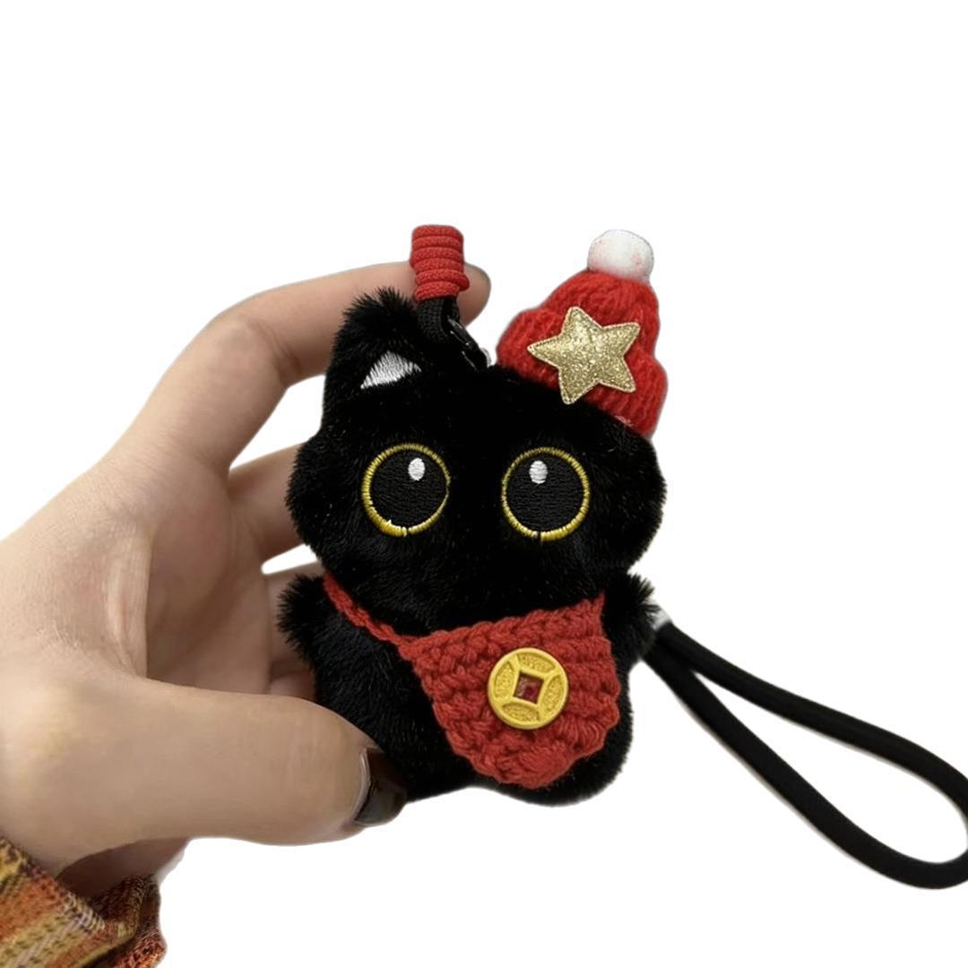 Nuevo gatito colgante de Año Nuevo para atraer dinero billetera gato lindo muñeca de peluche llavero muñeca regalo pareja