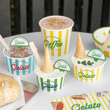 gelato冰淇淋纸杯一次性冰激凌碗甜品雪糕甜筒纸套脆皮筒纸杯