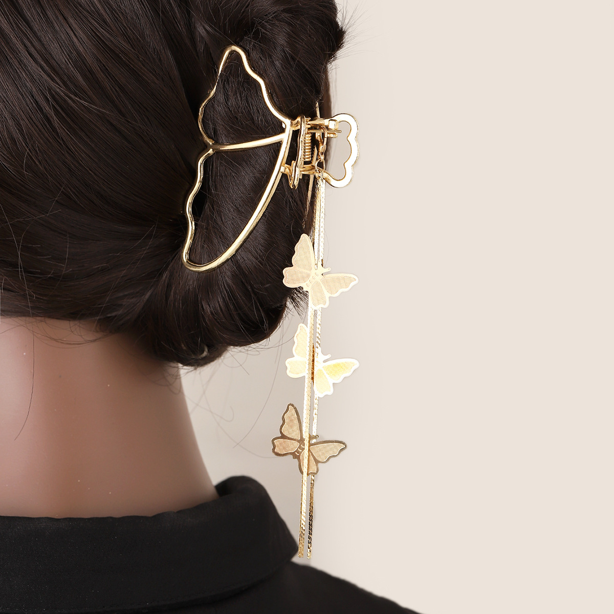 Estilo coreano metal moda hueco clip mariposa horquilla borla colgante tiburón clip hueco espalda Cabeza accesorios para el cabello para las mujeres
