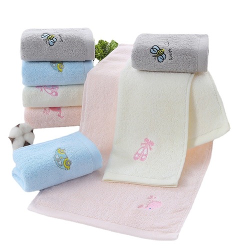 Pure cotton children's towel 25*50cm baby face wash soft absorbent lint-free daily necessities