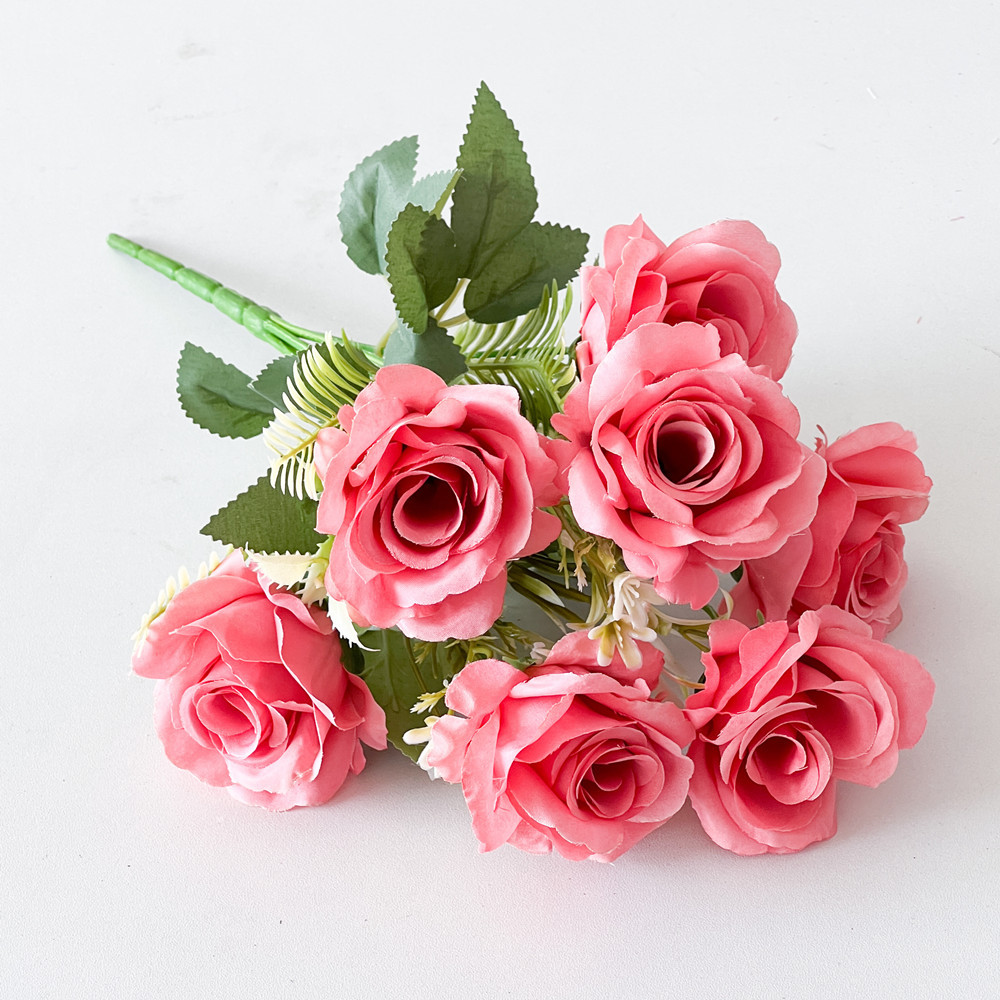 Fábrica al por mayor de estilo europeo 7-cabeza Rosa ramo de flores de seda flor artificial hogar flor decorativa flor falsa flor artificial a prueba real