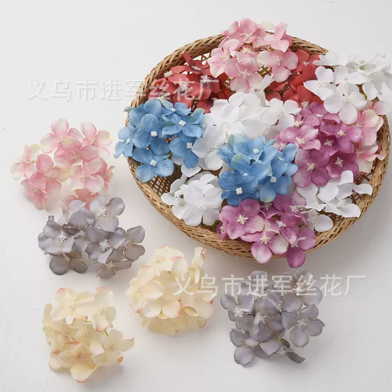 仿真绣球花朵 粉色韩式发饰外贸 单朵假花 婚礼花墙拱门搭配装饰