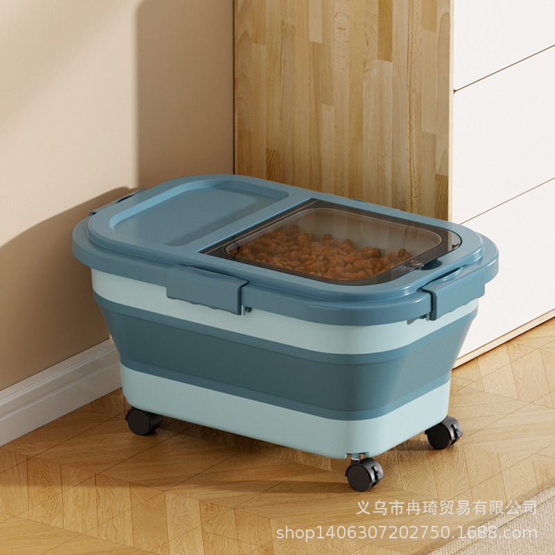 2026 barril de arroz transfronterizo casero sellado barril de almacenamiento de grano plegable alimento para gatos alimento para perros tanque de arroz caja de almacenamiento de harina image 24