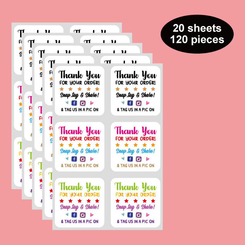 120PCS,感谢您订购可爱的小商店贴纸，贴纸礼品袋包装信封标签