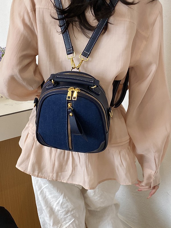 Bolsa de tendencia transfronteriza para mujeres 2026 nuevo nicho jeans empalmado mochila de hombro multifuncional image 5