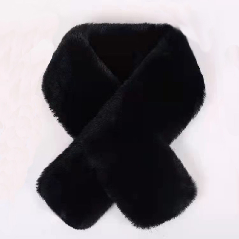 Solid color imitation mink fur cross cute scarf, Korean version versatile, winter thickened warmth, internet celebrity_voghion.com