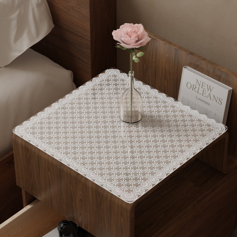 蕾丝软玻璃床头柜垫桌垫免洗防水防油冰箱洗衣机盖垫防尘桌布盖布