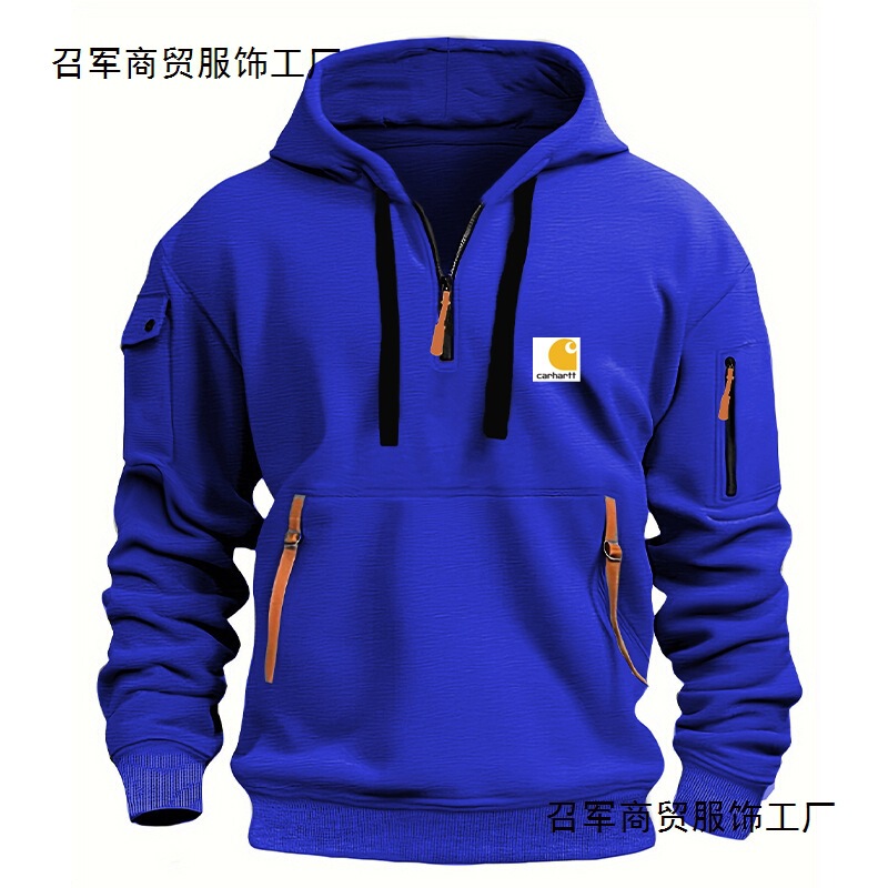 Cross-Border Foreign Trade Carhartt Men's Clothing Multi-Zip Arm Pocket Sweatshirt Fleece-Lined Loose Hoodie in Stock Wholesale