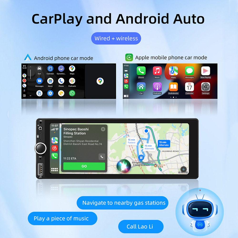 6.86 inch single ingot apple wireless CarPlay car MP5 player IPS screen car FM radio 12V