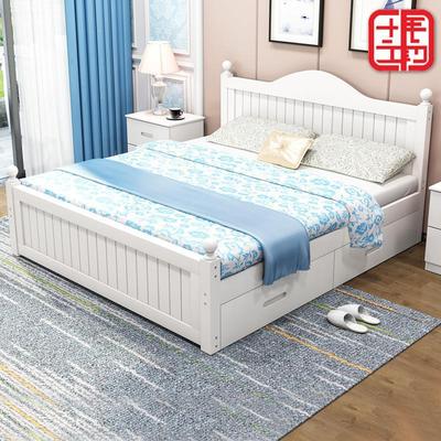 Solid wood bed 1.8 Double bed household Master Bedroom Economic type 1.5 M bed 1.2m modern Simple European