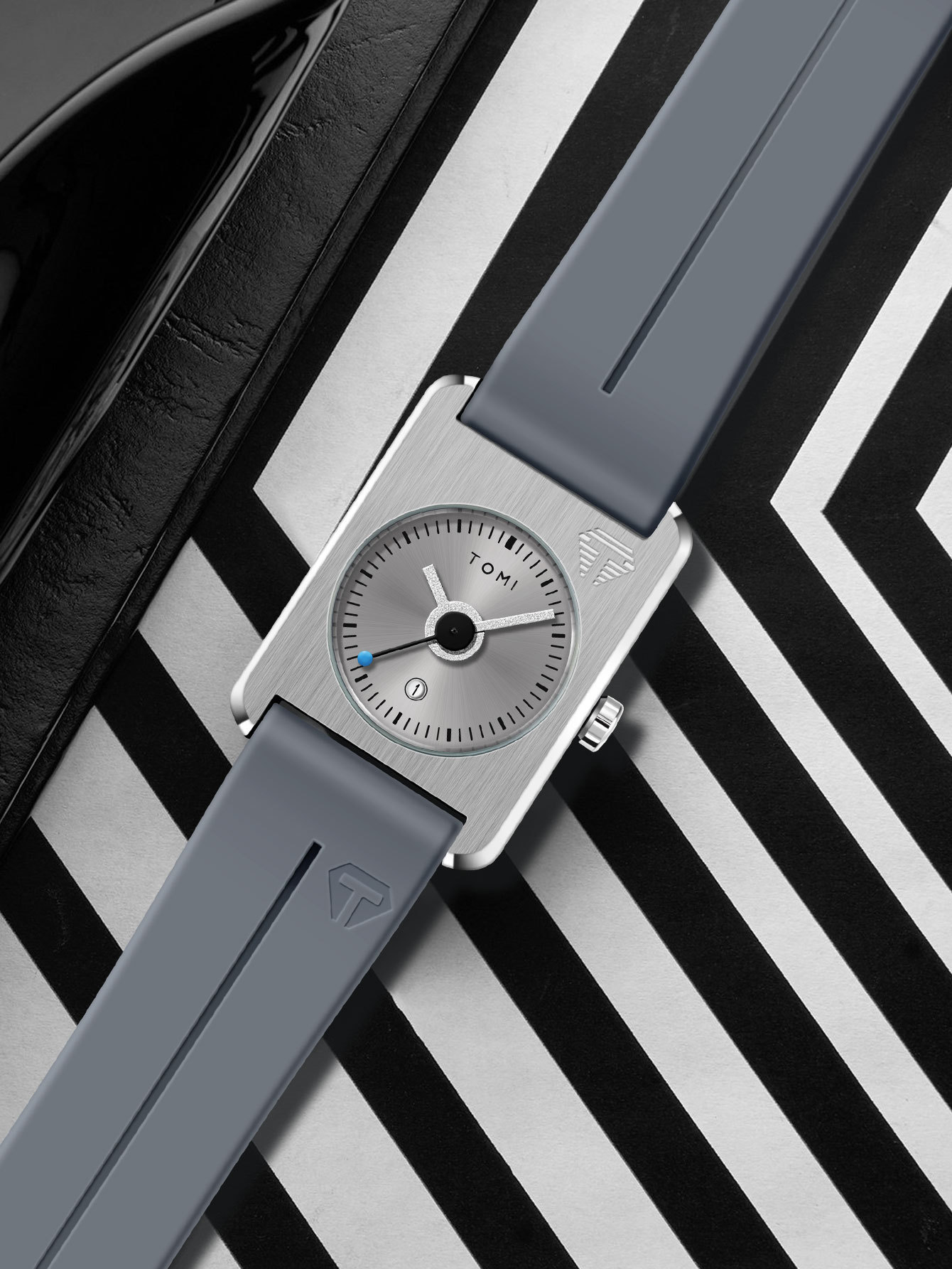 Square Quartz Watch For Men Korean Style Rubber Strap Fashionable_voghion.com