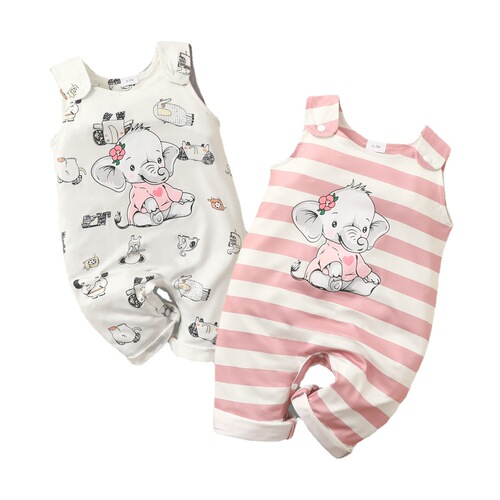 Baby Romper Cross-border Sleeveless Long Crawling Suit Infant Elephant Onesie Newborn Vest Long Leg Jumpsuit