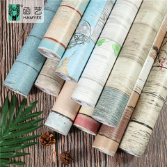 Retro striped European wallpaper waterproof self-adhesive bedroom background wall stickers furniture renovation wood grain wallpaper self-adhesive wholesale