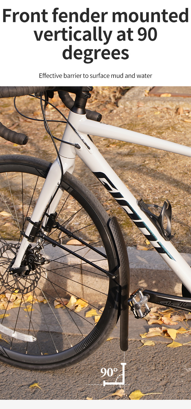 Bicycle fender, road bike front and rear adjustable quick release
