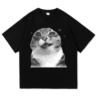 ���羳�W�a��Y2k Funny Cat Meme T Shirt Clothing Harajuku Top