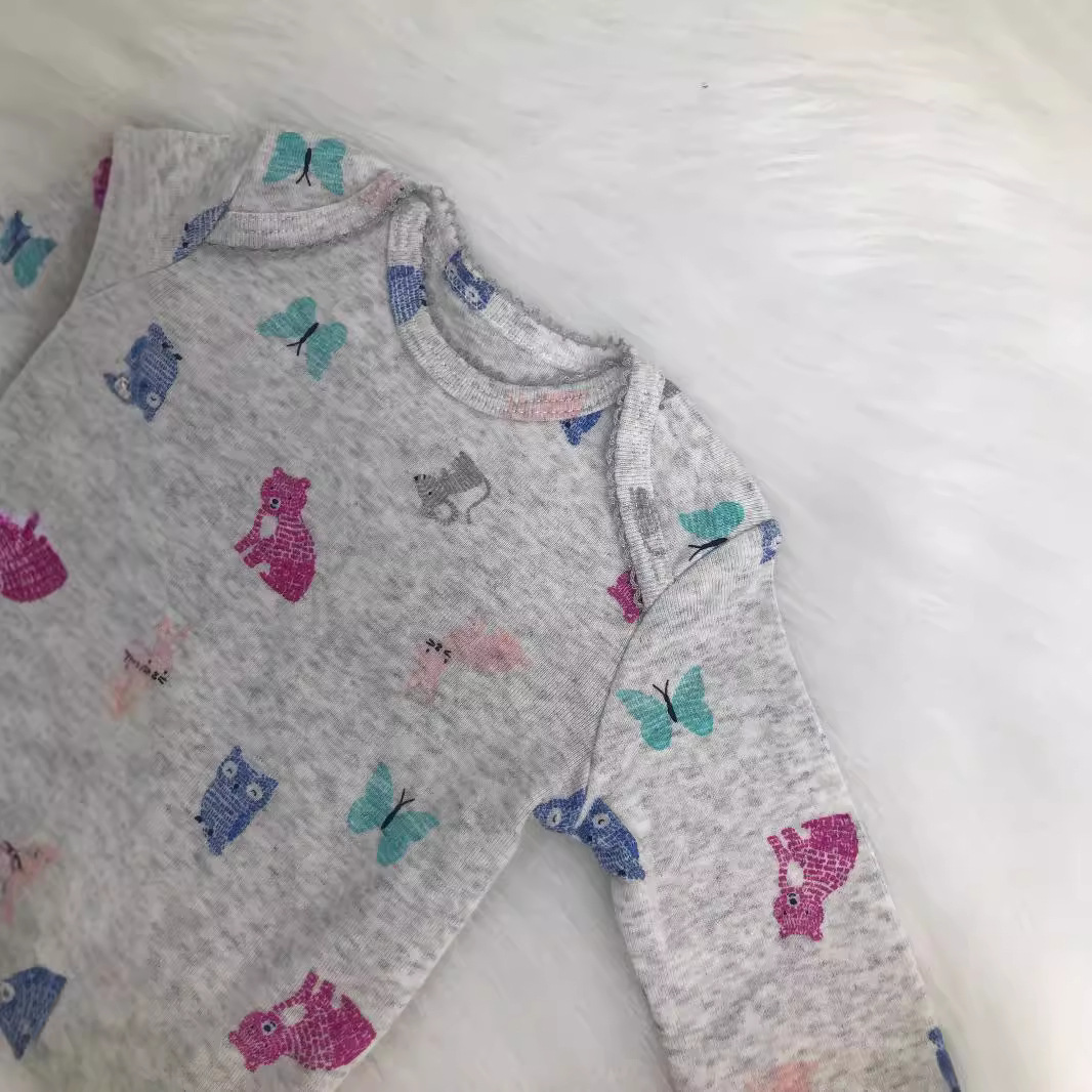 2024 가을  긴 소매 면 프린트 점프 수트  소녀 옷 귀여운 기본 코트 대외 무역 가방 방귀 옷