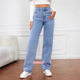 New Amazon AliExpress Cross-border European and American Women's Jeans Women's High Waist Slim Straight Denim Pants Explosions