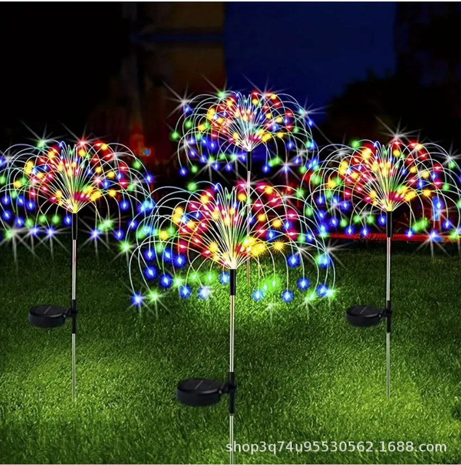 Fuegos artificiales de energía solar diente de león de luz de atmósfera festiva luz decorativa al aire libre impermeable estrella de cobre lámpara de color