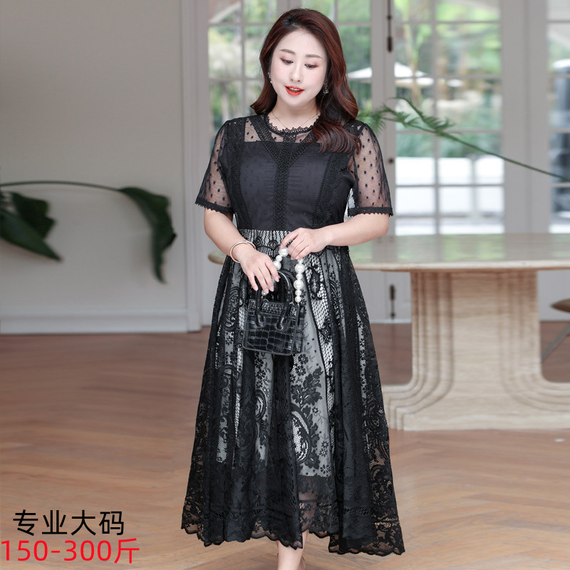 New lace dress for women, summer French retro style, over-the-knee, popular summer dress, slimming and fairy-like dress 8572