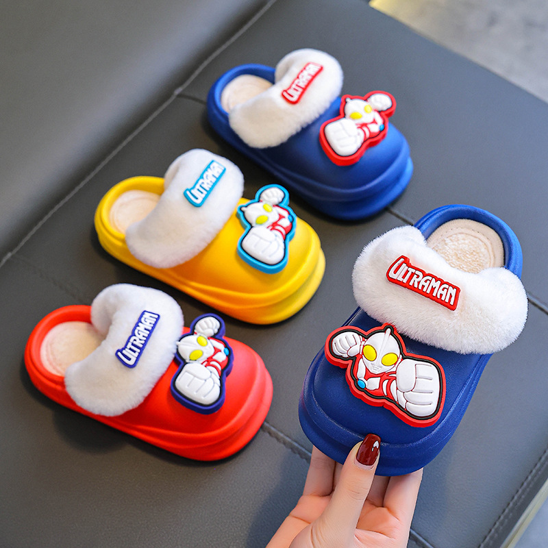 Altman invierno zapatillas de algodón para niños calentamiento más pelusa cubierta de algodón impermeable para niños bolsas caseras zapatos de talón de algodón