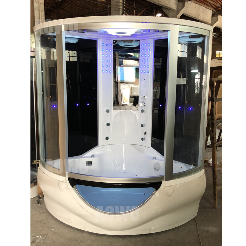 Sala de vapor húmeda en forma de abanico Sala de ducha de vapor de 1,5 m Sala de ducha integrada Sauna Sala de vapor de sudor