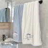 [Blue + White Embroidered Cinnamon Dog] Bath Towel Set of Two