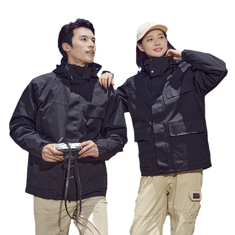 男女兼用3in1着脱式アウトドアツーピース防水防風登山ジャケット作業服スキーウェア|undefined