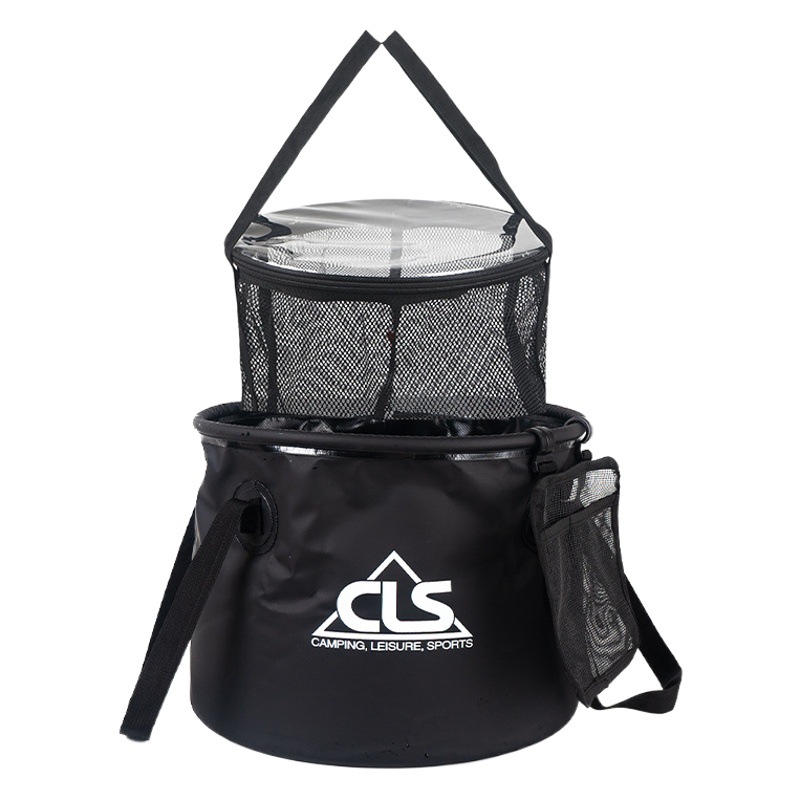 Actualización al aire libre cubo plegable portátil cesta de drenaje camping barbacoa plato Cubo de lavado Cubo de pesca telescópica bolsa de pesca