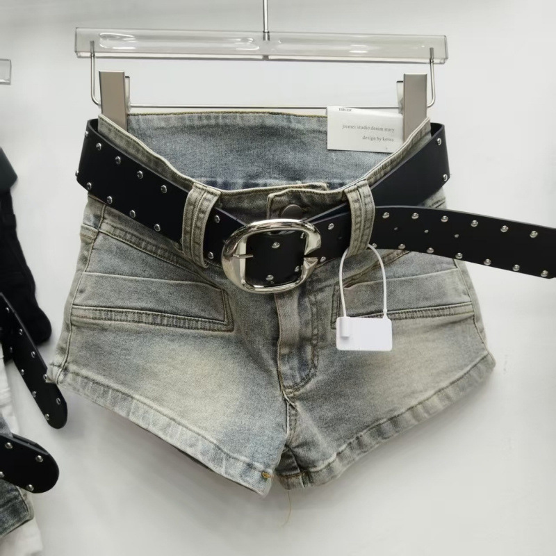 Fashionable and Stylish American-Style Low-Waist Hot Girl Denim Shorts for Women, Summer Elastic Hip-Hugging Slimming Hot Shorts