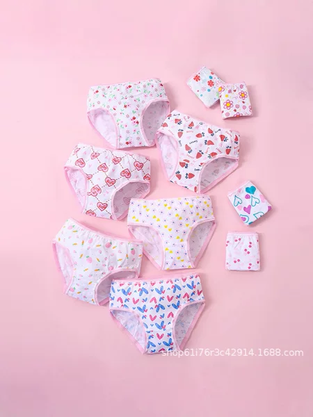 Cross-Border 100% Cotton Children's Underwear, Cross-Border Toddler Briefs, Girls' Amazon Popular Underwear for Girls