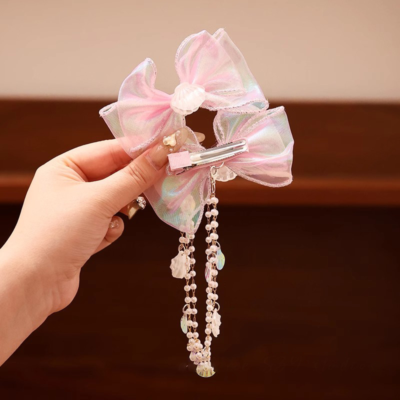 Niños super inmortal arco frente cadena perla pellizco de perla niñas joyas de cabello de sirena niñas joyas de cabello