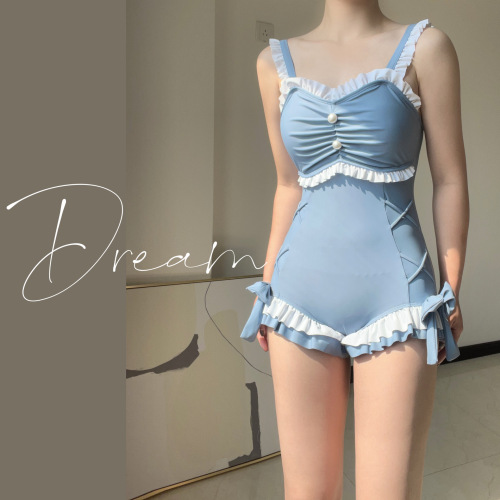 Women's swimsuit summer  new one-piece small breasts gathered to cover the flesh, slimming sexy long-sleeved conservative sun protection swimsuit