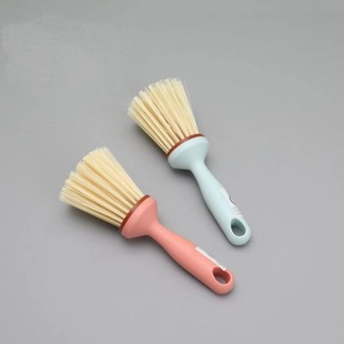 Household Long Handle Plastic Cylindrical Pot Brush Kitchen Multifunctional Cleaning Brush Stove Pot Brush Wash Bowl Oil-free Cleaning Brush